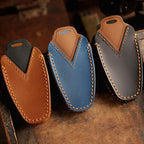 Carsine Volkswagen Touareg Leather Car Key Cover 3 Button Blue / 3 Button