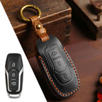 Ford Escort Mondeo EcoSport Edge Mustang Explorer Leather Car Key Cover 3,4,5 Button