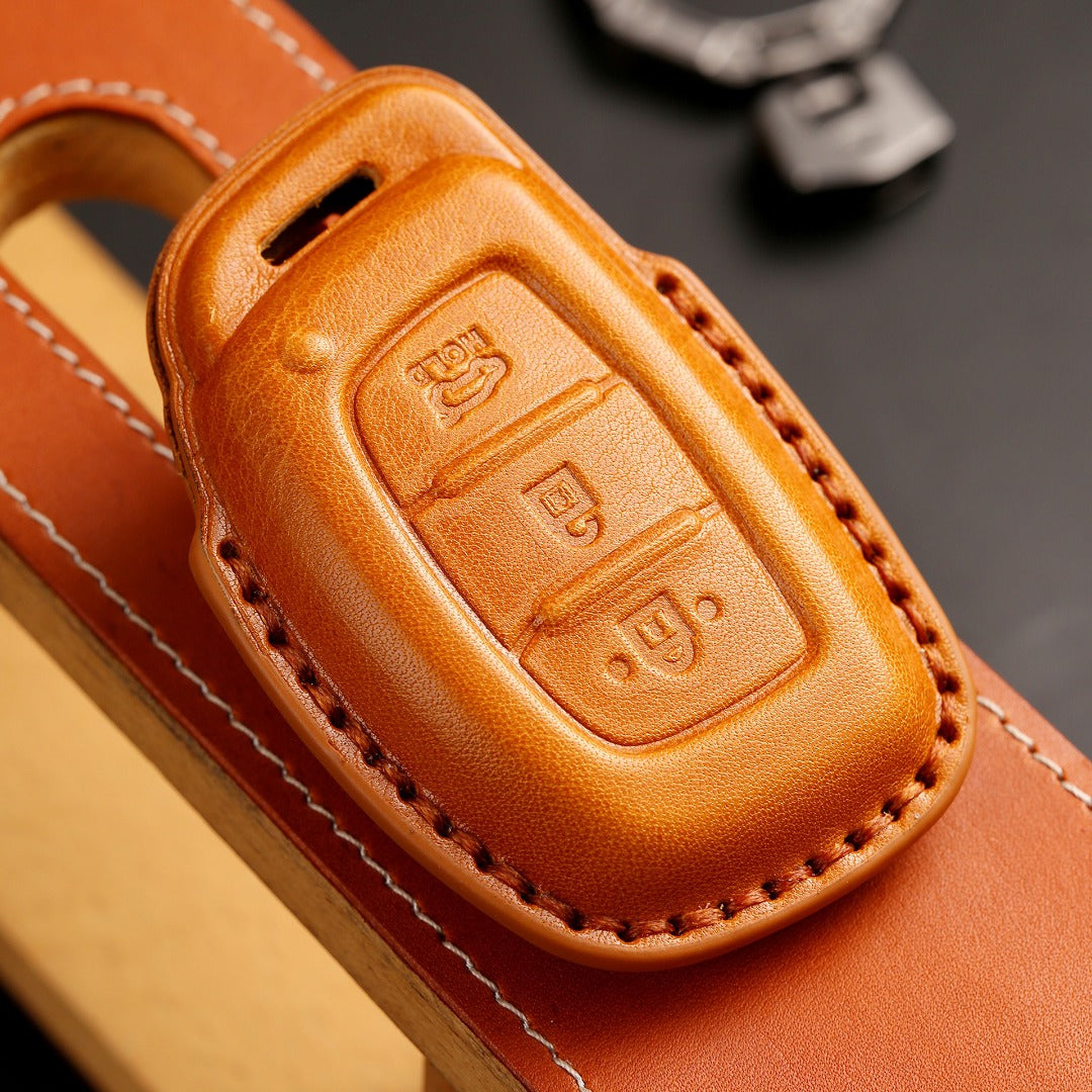 Hyundai Autoschlüsselhülle aus Leder mit 4 Tasten