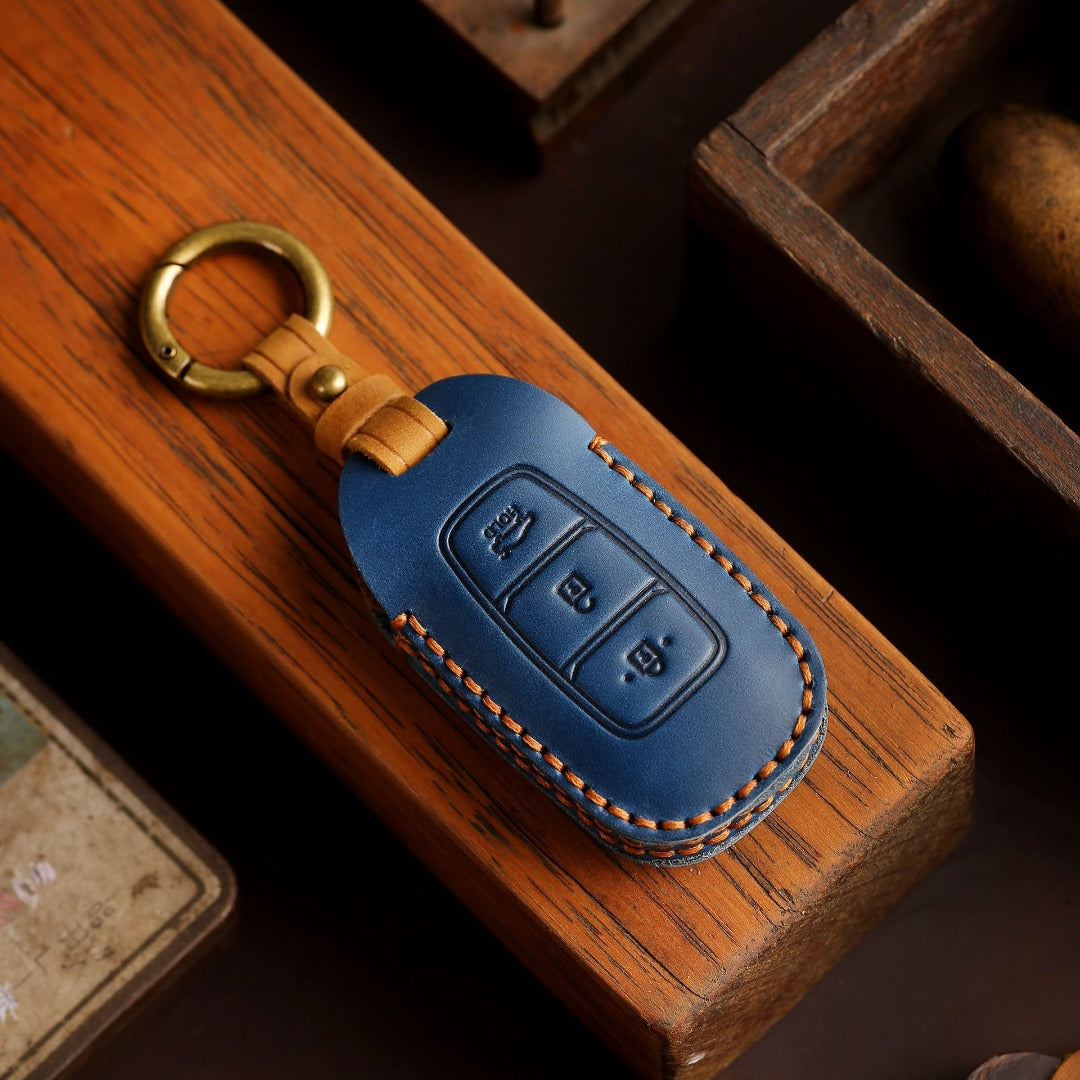 Hyundai Elantra Leder-Autoschlüsselhülle mit 3 Tasten