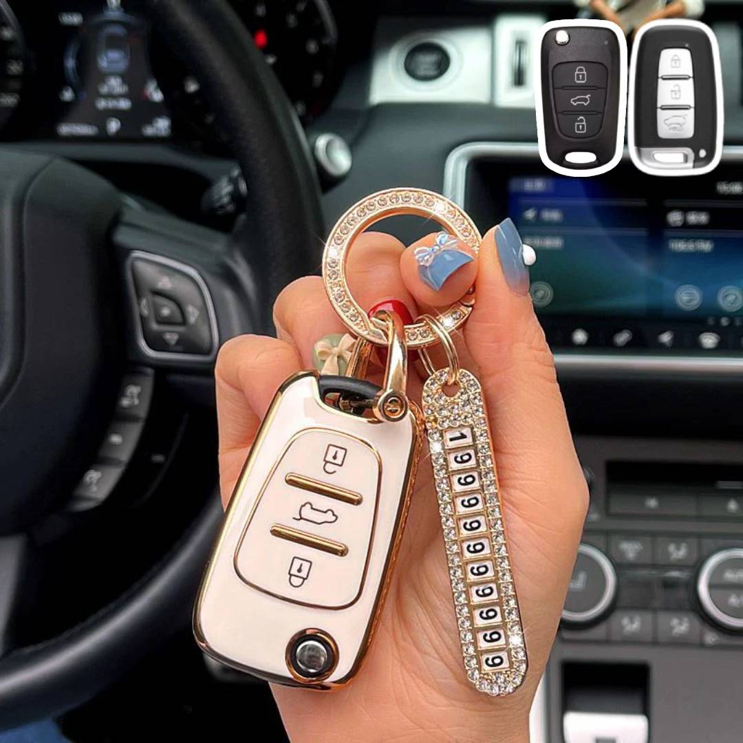 Kia Car Key Case Golden Edge