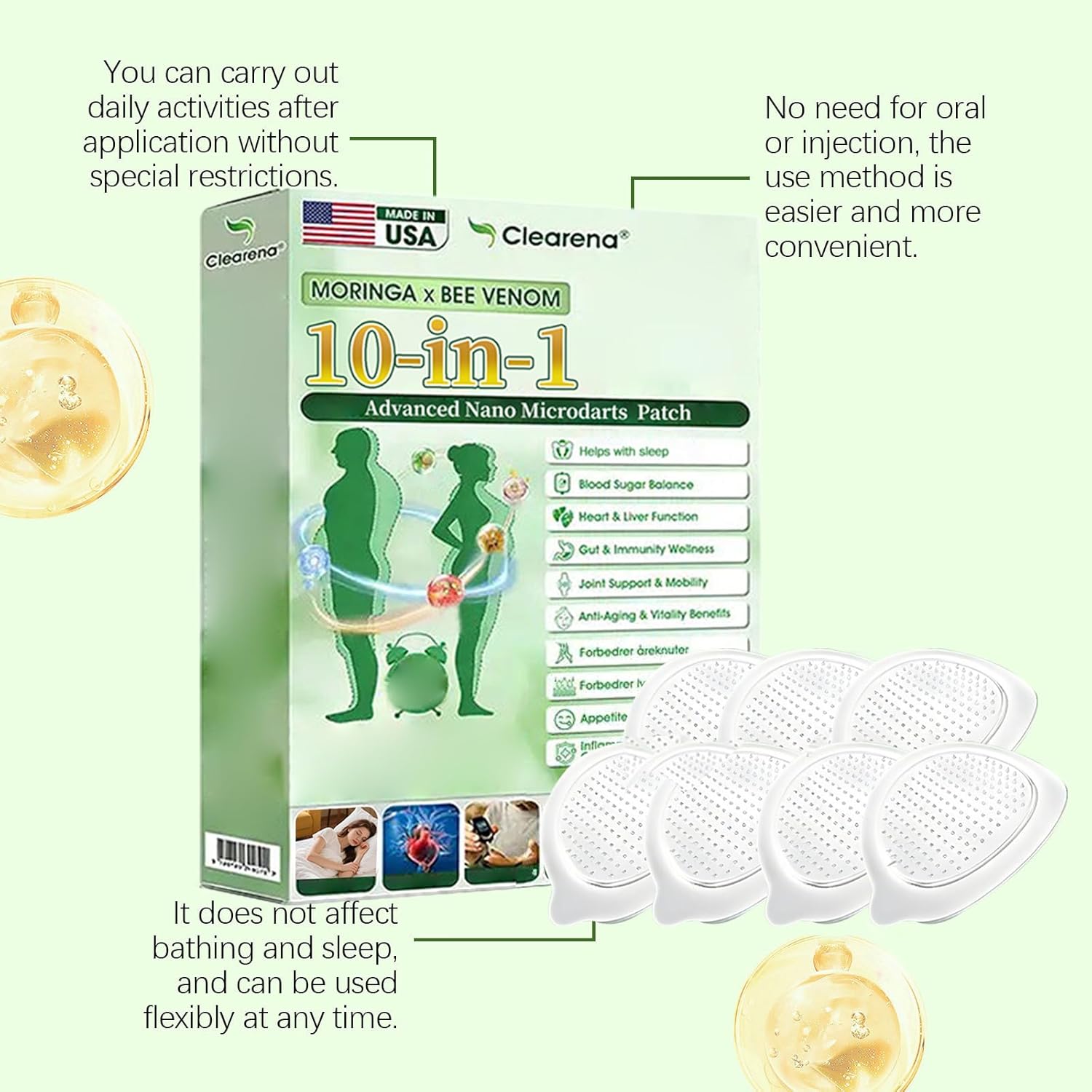 Clearena Moringa 10-in-1 Advanced Nano Microdarts Patch, 2026 New Clearena Moringa Patch, Natural Slim Patches for Women and Men - Gentle Formula for All Skin