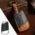 Carsine Volkswagen Lavida Bora Leather Car Key Cover 3 Button Black / 3 Button