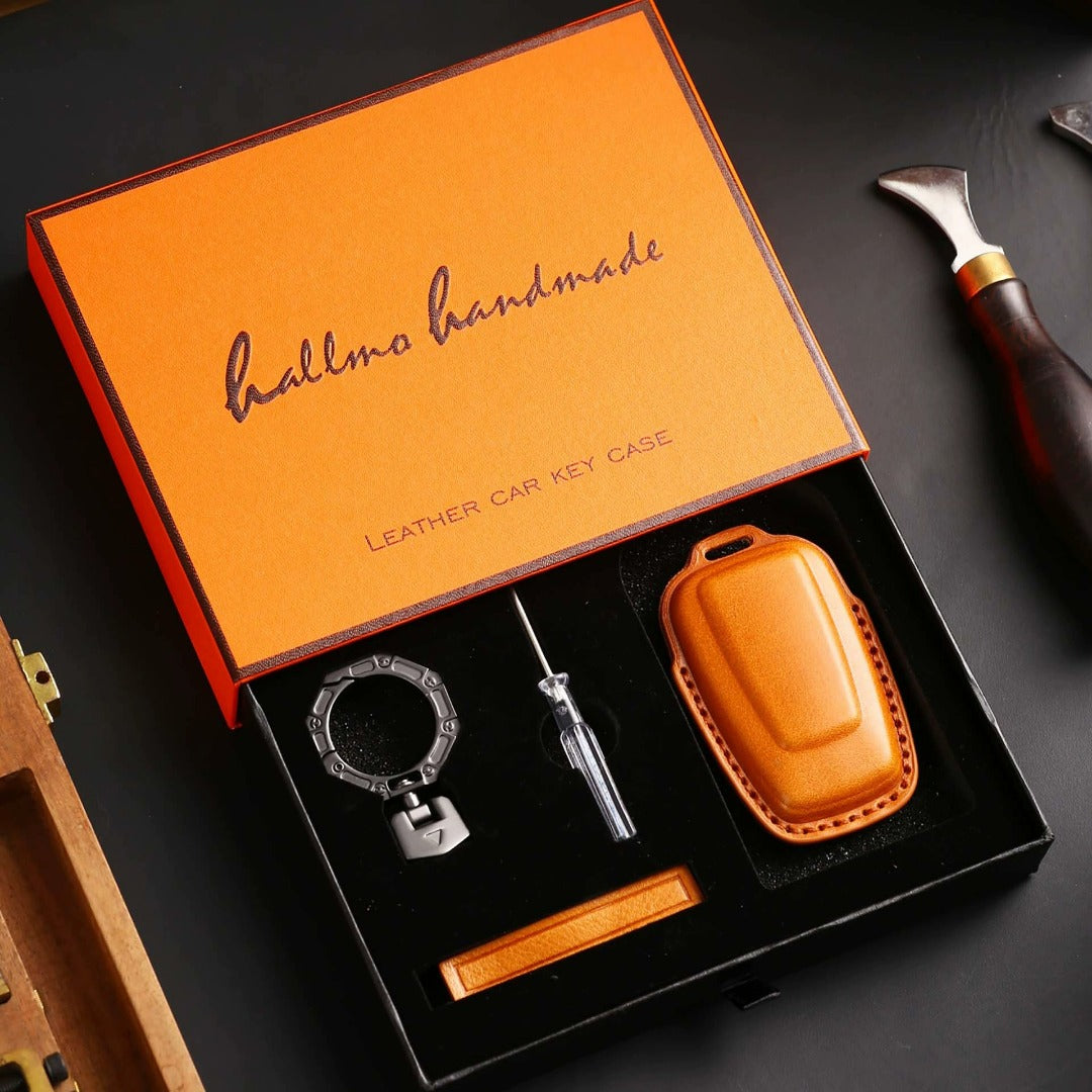 Land Rover/Jaguar Leder-Schlüsselhülle | Handgefertigtes Vollnarbenleder | Passgenau für Modelle von 2010-2025