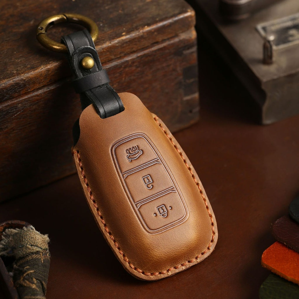 Hyundai IX25 Festa IX35 Autoschlüsselhülle aus Leder mit 3 Tasten