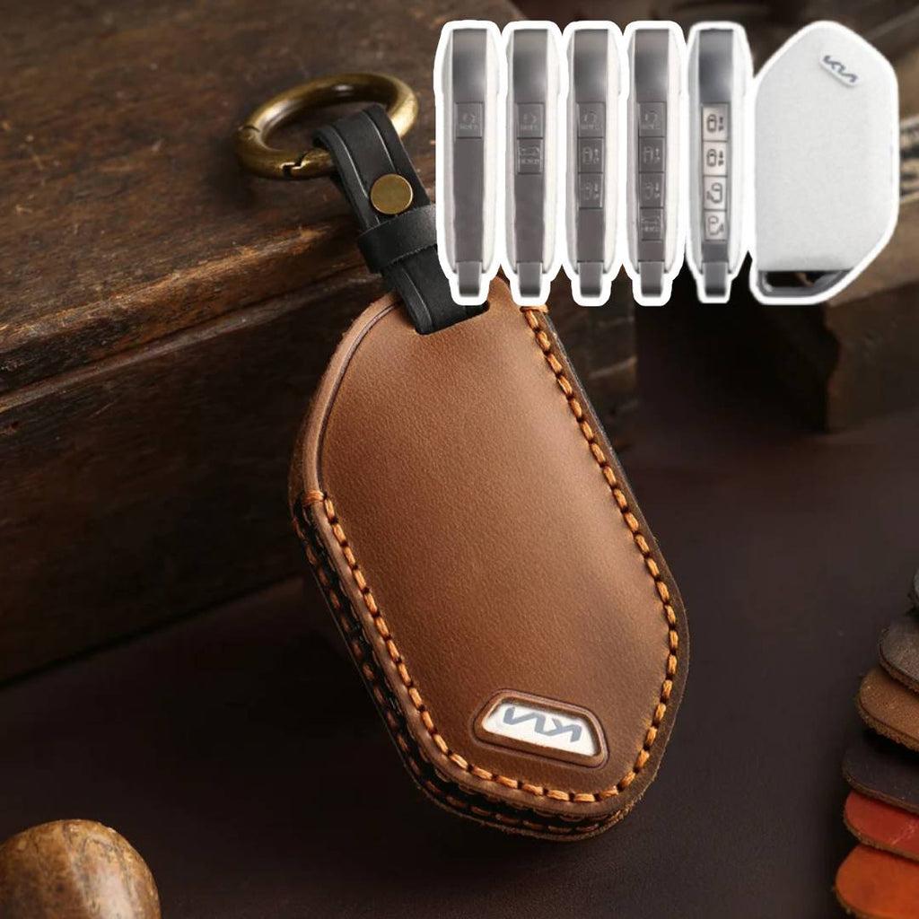 Kia Leather Car Key Cover 5,6,7,8,9 Button