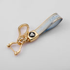Carsine Gold Inlaid Jade Key Chain Blue
