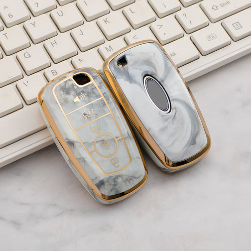 Carsine Ford Mustang Lincoln Car Key Case Gold Inlaid With Jade Grey / Key case