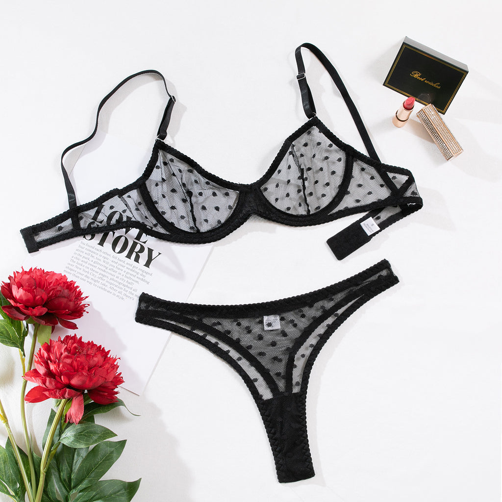 Sexy Dessous-Set mit Polka-Dot-Tanga, 2-teilig