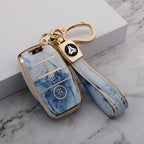Carsine Kia Car Key Case Gold Inlaid With Jade Blue / Key case + strap