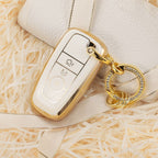Carsine Ford Car Key Case Golden Edge A / White / Key case + O chain