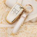 Carsine Ford Mustang Car Key Case Golden Edge A / White / Key case + strap