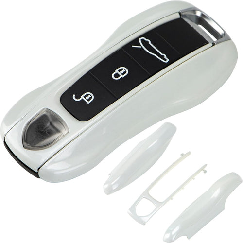 Carsine Porsche Key Shell Replacement 3-Piece Painted Key Fob Cover Shell Carrara White