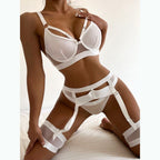 Weißer, sexy Damen-String mit Strumpfhaltern