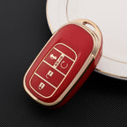 Carsine Honda Acura Car Key Case Golden Edge Red / 4 buttons