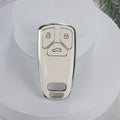 Carsine Audi Car Key Cover Silver Edge White / Key case