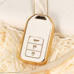 Carsine Honda Acura Car Key Case Golden Edge 3 Buttons / White / Key case